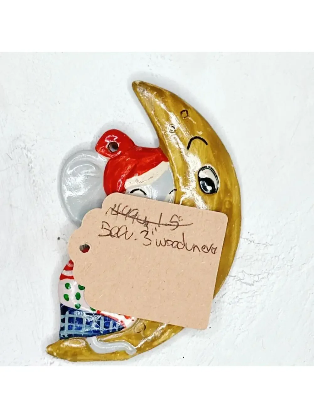 500u. Wood Mouse Christmas Ornament